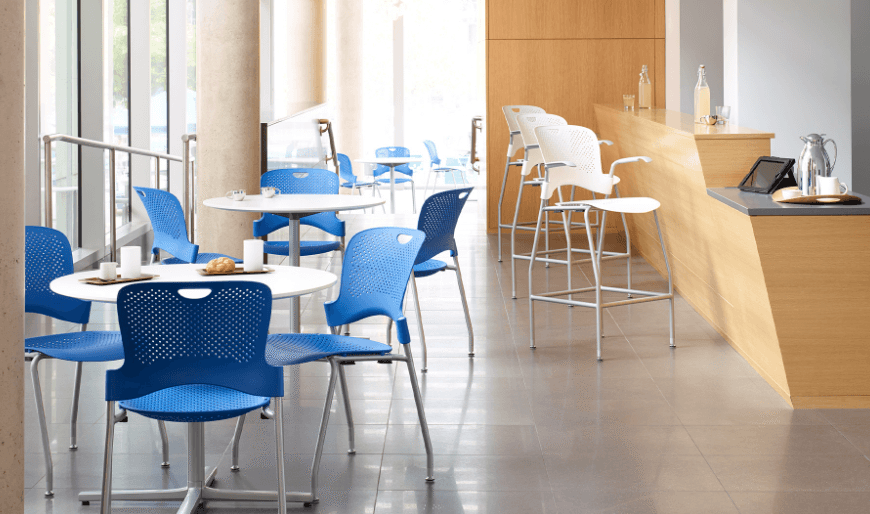 How the herman miller caper chair compares to stacking chairs for small offices