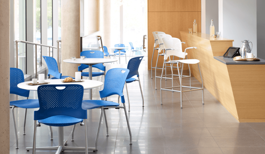 How the herman miller caper chair compares to stacking chairs for small offices